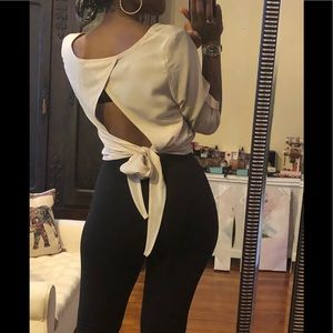 Open Back Cream Blouse